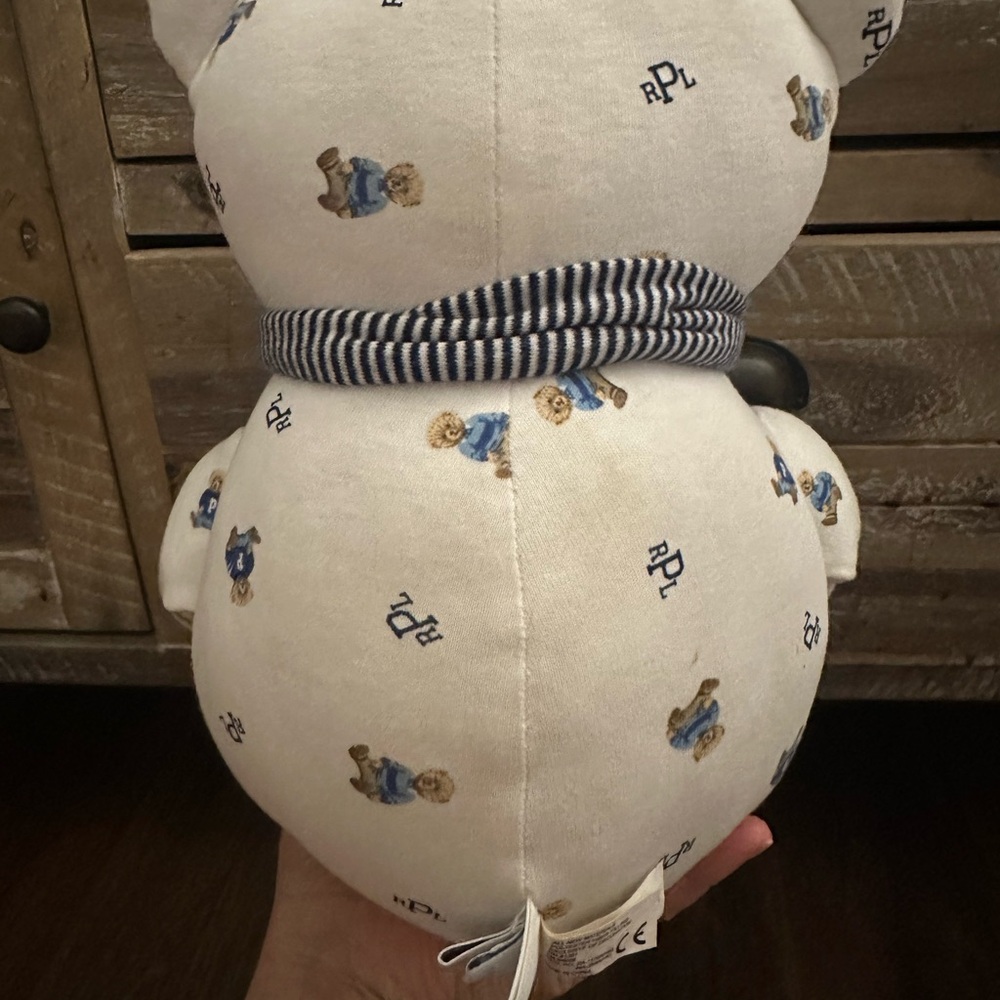 Ralph Lauren Cream Teddy Bear with Striped Scarf - Picture 7 of 8